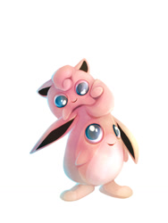Size: 962x1280 | Tagged: safe, artist:francis_john, fictional species, jigglypuff, wigglytuff, feral, nintendo, pokémon, 2013, ambiguous gender, ambiguous only, duo, duo ambiguous, looking at each other, simple background, smiling, white background