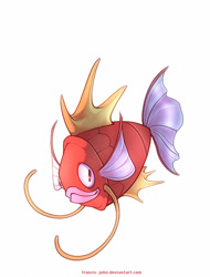 Size: 684x900 | Tagged: safe, artist:francis_john, fictional species, fish, magikarp, feral, nintendo, pokémon, 2014, 2d, ambiguous gender, looking at you, simple background, solo, solo ambiguous, white background