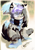 Size: 532x762 | Tagged: safe, artist:jeniak, oc, oc only, feral, ambiguous gender, bones, clothes, fish bones, fur, gray body, gray fur, hair, hand on face, kemono, lavender hair, looking up, purple hair, scarf, sitting, solo, solo ambiguous