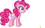 Size: 146x90 | Tagged: safe, pinkie pie (mlp), earth pony, equine, fictional species, mammal, pony, feral, friendship is magic, hasbro, my little pony, animated, eyes closed, female, flower, gif, low res, mare, pixel animation, pixel art, plant, simple background, solo, solo female, transparent background