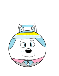 Size: 864x1104 | Tagged: safe, artist:itetpirsonicfan, everest (paw patrol), canine, dog, husky, mammal, ambiguous form, nickelodeon, paw patrol, ball, clothes, ears, female, hat, headwear, morph ball, solo, solo female, topwear, vest