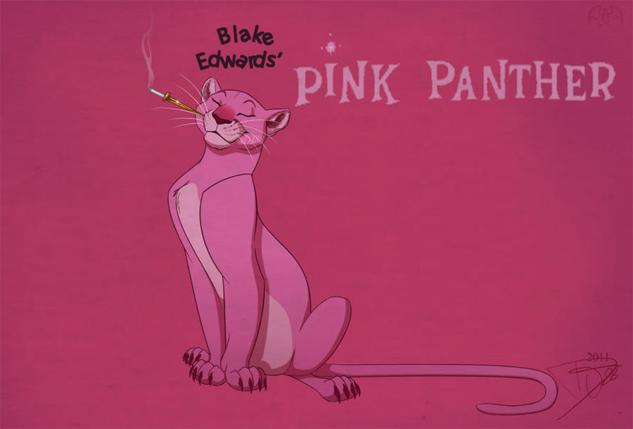 141377 - safe, artist:dj88, pink panther (the pink panther), big cat,  feline, mammal, feral, the pink panther, cigarette, ears, eyes closed, fur,  male, paws, pink body, pink fur, smoking, solo, solo male