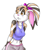 Size: 585x690 | Tagged: safe, artist:dustbunnypictures, oc, oc:callie flower, calico, lagomorph, mammal, rabbit, anthro, belly button, bow, breasts, clothes, crop top, female, hair bow, midriff, pants, solo, solo female, tight clothing, topwear, yoga pants