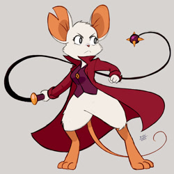 Size: 1280x1280 | Tagged: safe, artist:f0x-b0y, mina (mina the hollower), mammal, mouse, rodent, anthro, plantigrade anthro, 2022, bottomless, clothes, female, flail, frowning, fur, gray background, mina the hollower, mouse ears, nudity, partial nudity, signature, simple background, solo, solo female, tail, white body, white fur