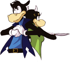 Size: 600x523 | Tagged: safe, artist:cici-chi, clarabelle cow (disney), horace horsecollar (disney), bovid, cattle, cow, equine, horse, mammal, anthro, disney, mickey and friends, 2011, 2d, back to back, duo, female, male, simple background, transparent background, ungulate