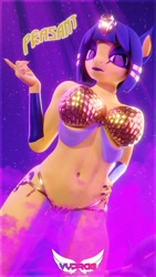 Size: 2160x3840 | Tagged: safe, artist:vypraen, ankha (animal crossing), feline, fictional species, mammal, sphinx, anthro, animal crossing, nintendo, 2021, 3d, ankha zone, bedroom eyes, belly button, bikini, bikini top, blender, breasts, clothes, digital art, ears, eyelashes, female, fur, hand on hip, loincloth, pose, solo, solo female, swimsuit, tail, thighs, wide hips