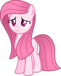 Size: 1220x1522 | Tagged: safe, artist:muhammad yunus, oc, oc only, oc:annisa trihapsari, earth pony, equine, fictional species, mammal, pony, feral, friendship is magic, hasbro, my little pony, base used, female, hair, mare, medibang paint, pink body, pink eyes, pink hair, pink tail, sad, simple background, solo, solo female, tail, transparent background