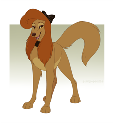 Size: 1280x1382 | Tagged: safe, artist:pinky-poodle, dixie (the fox and the hound), canine, dog, mammal, saluki, feral, disney, the fox and the hound, female, solo, solo female