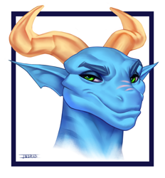 Size: 1190x1280 | Tagged: safe, artist:mrincred, oc, oc only, dragon, fictional species, anthro, 2022, bust, digital art, horns, looking at you, male, portrait, scales, simple background, solo, solo male