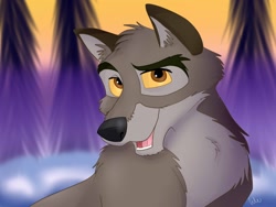 Size: 1280x960 | Tagged: safe, artist:lulu, balto (balto), canine, dog, hybrid, mammal, wolf, wolfdog, feral, balto (series), universal pictures, 2d, bust, front view, male, portrait, solo, solo male, three-quarter view