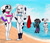 Size: 2700x2300 | Tagged: suggestive, artist:diacordst, da vinci (101 dalmatian street), dante (101 dalmatians), dolly (101 dalmatians), dylan (101 dalmatians), canine, dalmatian, dog, mammal, anthro, digitigrade anthro, 101 dalmatian street, 101 dalmatians, disney, 2022, bandanna, beach, bedroom eyes, bikini, black nose, blushing, bottomwear, breasts, brother, brother and sister, clothes, collar, covering crotch, digital art, ears, embarrassed, embarrassed nude exposure, eyelashes, female, fur, hand on hip, high res, male, nudity, ocean, ok sign, older, pecs, sand, shorts, siblings, sister, smug, spotted body, spotted fur, swimsuit, swimsuit theft, tail, thighs, water, wide hips