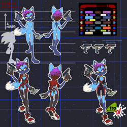 Size: 1200x1200 | Tagged: safe, artist:thesheeark, artist:thespacefoxsfw, sonic the hedgehog (sonic), oc, oc only, oc:vesper (thesheeark), canine, mammal, maned wolf, anthro, sega, sonic the hedgehog (series), star trek, antagonist, female, profile, reference, security, side view, solo, solo female, trekkie