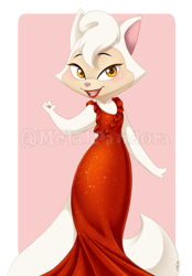 Size: 558x803 | Tagged: safe, artist:metalpandora, sawyer (cats don't dance), cat, feline, mammal, anthro, cats don't dance, warner brothers, amber eyes, female, front view, solo, solo female, three-quarter view
