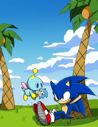 Size: 1300x1684 | Tagged: safe, artist:zhymfu, sonic the hedgehog (sonic), chao, fictional species, hedgehog, mammal, anthro, sega, sonic the hedgehog (series), ambiguous gender, duo, food, male, popsicle