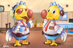 Size: 1280x839 | Tagged: safe, artist:zerrazoid, orville (animal crossing), wilbur (animal crossing), bird, dodo, semi-anthro, animal crossing, animal crossing: new horizons, nintendo, airport, bird feet, brother, brothers, coffee, drink, duo, duo male, male, males only, siblings