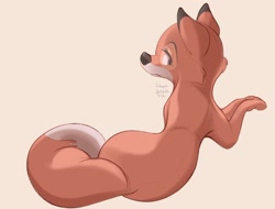 Size: 2184x1663 | Tagged: safe, artist:tohupony, vixey (the fox and the hound), canine, fox, mammal, red fox, feral, disney, the fox and the hound, 2022, 2d, dipstick tail, female, looking at you, looking back, looking back at you, solo, solo female, tail, vixen