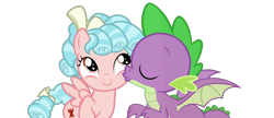 Size: 1006x435 | Tagged: safe, artist:memnoch, artist:sollace, edit, editor:undeadponysoldier, cozy glow (mlp), spike (mlp), dragon, equine, fictional species, mammal, pegasus, pony, western dragon, feral, semi-anthro, friendship is magic, hasbro, my little pony, alternate universe, cozyspike (mlp), cute, duo, duo male and female, female, filly, foal, freckles, happy, hooves, in love, interspecies, kiss on the cheek, kissing, male, male/female, raised hoof, raised leg, semi-anthro/feral, shipping, simple background, spread wings, transparent background, vector, vector edit, winged spike (mlp), wings, young