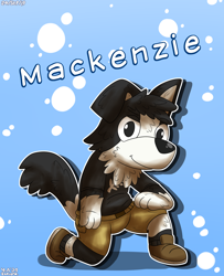 Size: 1750x2150 | Tagged: safe, artist:zandermanith, mackenzie (bluey), border collie, canine, collie, dog, mammal, semi-anthro, bluey (series), front view, looking at you, male, smiling, smiling at you, solo, solo male, three-quarter view