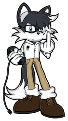 Size: 1080x1920 | Tagged: source needed, safe, artist:toyminator900, oc, oc only, oc:ronjir the husky (lightningbolt), canine, dog, husky, mammal, anthro, angry video game nerd, sega, sonic the hedgehog (series), 2021, angry, black body, black fur, black tail, blue eyes, bottomwear, cheek fluff, clothes, commission, controller, dipstick tail, fluff, frowning, fur, glasses, gloves, hand hold, head fluff, head tuft, holding, long sleeves, looking at you, male, middle finger, pants, shirt, shoes, simple background, solo, solo male, style emulation, tail, tail fluff, topwear, transparent background, vulgar