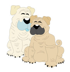 Size: 5440x5568 | Tagged: safe, artist:toonidae, canine, dog, mammal, feral, 2d, ambiguous gender, duo, duo ambiguous, eyes closed, front view, shar-pei, simple background, three-quarter view, white background