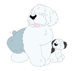 Size: 5168x4952 | Tagged: safe, artist:toonidae, canine, dog, mammal, old english sheepdog, feral, 2d, ambiguous gender, duo, duo ambiguous, front view, sheepdog, simple background, three-quarter view, white background