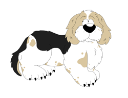 Size: 4264x3280 | Tagged: safe, artist:toonidae, canine, dog, mammal, feral, 2d, ambiguous gender, basset griffon vendeen, front view, simple background, solo, solo ambiguous, three-quarter view, white background