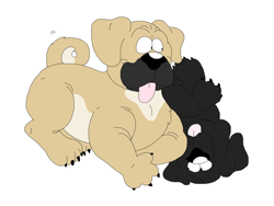 Size: 4328x3256 | Tagged: safe, artist:toonidae, canine, dog, mammal, feral, 2d, ambiguous gender, duo, duo ambiguous, front view, puggle, puppy, simple background, three-quarter view, white background, young
