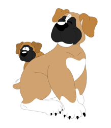 Size: 5048x5800 | Tagged: safe, artist:toonidae, boxer, canine, dog, mammal, feral, 2d, ambiguous gender, duo, duo ambiguous, front view, simple background, three-quarter view, white background