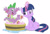 Size: 3212x2178 | Tagged: safe, artist:kuroi_wolf, spike (mlp), twilight sparkle (mlp), dragon, equine, fictional species, horse, mammal, pony, unicorn, anthro, semi-anthro, friendship is magic, hasbro, my little pony, bath, brush, brushing, bubble bath, bucket, duo, fangs, female, fetish, laughing, levitation, magic, male, one eye closed, open mouth, open smile, sitting, smiling, teeth, tickling, washing, water