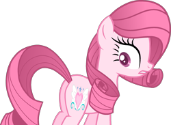 Size: 2157x1583 | Tagged: safe, artist:muhammad yunus, oc, oc only, oc:annisa trihapsari, earth pony, equine, fictional species, mammal, pony, feral, friendship is magic, hasbro, my little pony, annibutt, butt, female, gritted teeth, hair, looking at you, looking back, looking back at you, mane, mare, pink body, pink eyes, pink hair, pink tail, simple background, solo, solo female, tail, teeth, transparent background