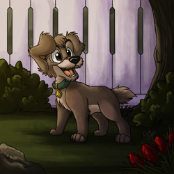 Size: 1500x1500 | Tagged: safe, artist:hintomikto, scamp (lady and the tramp), canine, dog, mammal, feral, disney, lady and the tramp, 2d, cute, male, puppy, schnauzer, solo, solo male, young