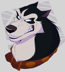 Size: 1347x1500 | Tagged: safe, artist:thediyemi, steele (balto), alaskan malamute, canine, dog, mammal, feral, balto (series), 2d, blue eyes, bust, front view, looking at you, male, solo, solo male, three-quarter view