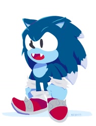 Size: 1344x1770 | Tagged: dead source, safe, artist:re30103, classic sonic, sonic the hedgehog (sonic), sonic the werehog (sonic), anthro, sega, sonic the hedgehog (series), sonic unleashed, male, solo, solo male, werehog