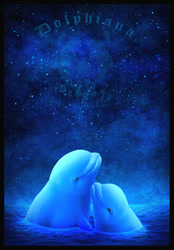 Size: 486x700 | Tagged: safe, artist:dolphiana, beluga whale, cetacean, mammal, feral, ambiguous gender, duo, duo ambiguous, night, night sky, sky, starry night, ungulate