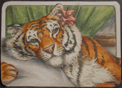 Size: 571x408 | Tagged: safe, artist:teiirka, big cat, feline, mammal, tiger, anthro, solo, traditional art