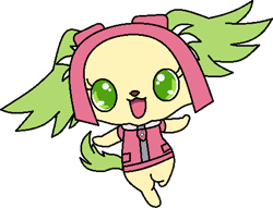 Size: 486x371 | Tagged: safe, artist:mega-poneo, peridot (jewelpet), skye (paw patrol), canine, dog, mammal, papillon, spaniel, semi-anthro, jewelpet (sanrio), nickelodeon, paw patrol, sanrio, clothes, cosplay, ears, female, goggles, jacket, low res, simple background, solo, solo female, tail, topwear, transparent background