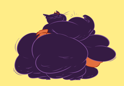 Size: 2000x1387 | Tagged: suggestive, artist:kmcartoons, mae borowski (nitw), cat, feline, mammal, anthro, night in the woods, fat, female, hyper, morbidly obese, sumo, weight gain