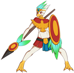 Size: 656x650 | Tagged: safe, artist:dysa, artist:fetalstar, bird, anthro, starbound, 2012, ambiguous gender, armor, avian (starbound), barefoot, blue clothes, claws, feathers, full body, holding, holding object, holding weapon, jewelry, outline, red clothes, red eyes, shield, simple background, spear, talons, transparent background, tribal, tribal clothing, warrior, weapon, white feathers, white outline, yellow beak