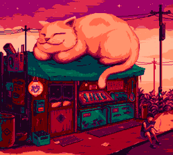 Size: 1200x1080 | Tagged: safe, artist:pixel jeff, cat, feline, mammal, feral, ambiguous gender, animated, gif, pixel animation, pixel art, solo