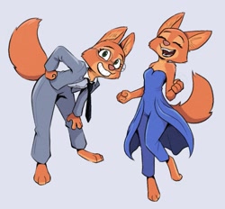 Size: 1165x1080 | Tagged: safe, artist:literallblue, diane foxington (the bad guys), canine, fox, mammal, anthro, dreamworks animation, the bad guys, 2022, barefoot, breasts, dancing, eyes closed, feet, female, glasses, laughing, looking at you, open mouth, open smile, smiling, smiling at you, solo, solo female, thick thighs, thighs, toes, vixen, wide hips