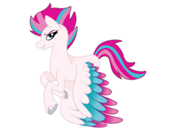 Size: 1280x960 | Tagged: safe, artist:chewy-tartz, zipp storm (mlp), equine, fictional species, mammal, pegasus, pony, feral, hasbro, my little pony, my little pony g5, spoiler:my little pony g5, 2022, colored wingtips, eyelashes, feathered wings, feathers, female, hair, hooves, mare, multicolored hair, multicolored mane, multicolored tail, simple background, solo, solo female, tail, transparent background, unshorn fetlocks, white body, wings
