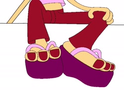 Size: 1800x1320 | Tagged: safe, edit, brandy harrington (brandy & mr. whiskers), canine, dog, mammal, brandy & mr. whiskers, disney, 3 toes, close-up, clothes, feet, female, flip flops, foot fetish, sandals, shoes, solo, solo female