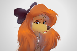 Size: 900x600 | Tagged: safe, artist:azzai, dixie (the fox and the hound), canine, dog, mammal, saluki, feral, disney, the fox and the hound, 2022, 2d, bust, female, front view, looking at you, simple background, solo, solo female, three-quarter view, white background