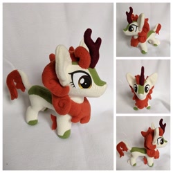 Size: 3264x3264 | Tagged: safe, artist:fleecefriendship, autumn blaze (mlp), equine, fictional species, kirin, mammal, feral, friendship is magic, hasbro, my little pony, 2022, female, high res, horn, irl, leonine tail, photo, plushie, smiling, solo, solo female, tail