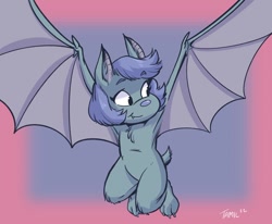 Size: 960x791 | Tagged: safe, artist:jamilsart, bat, mammal, anthro, cute, cute little fangs, fangs, female, looking away, nudity, smiling, solo, solo female, teeth, thick thighs, thighs, wide hips