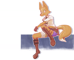 Size: 1280x1051 | Tagged: safe, artist:emerycallahan44, diane foxington (the bad guys), canine, fox, mammal, anthro, dreamworks animation, the bad guys, 2022, cosplay, devil may cry (series), female, solo, solo female, vixen