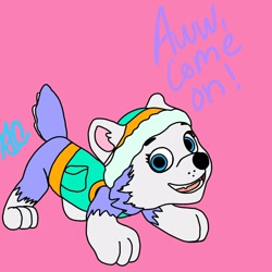 Size: 1600x1600 | Tagged: safe, artist:auspiescreations, everest (paw patrol), canine, dog, husky, mammal, feral, nickelodeon, paw patrol, clothes, ears, female, hat, headwear, jacket, solo, solo female, tail, topwear