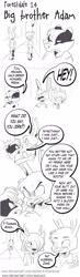 Size: 1070x3656 | Tagged: safe, artist:forestdalecomic, badger, canine, cervid, deer, hare, hybrid, lagomorph, mammal, mustelid, wolf, anthro, afraid, angry, blushing, buckteeth, comic strip, cute, cute little fangs, fangs, group, hair, hair over one eye, male, sweat, sweatdrop, teeth, trio