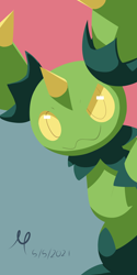 Size: 2000x4000 | Tagged: safe, artist:howdoimakeauserxd, animate plant, fictional species, maractus, anthro, nintendo, pokémon, ambiguous gender, dreamworks face, high res, looking at you, minimalistic art, simple background, solo, solo ambiguous, thorns