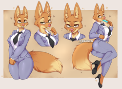 Size: 1238x900 | Tagged: safe, artist:teranen, diane foxington (the bad guys), canine, fox, mammal, anthro, dreamworks animation, the bad guys, 2022, breasts, clothes, ear fluff, female, fluff, looking at you, smiling, smiling at you, solo, solo female, tail, tail fluff, thick thighs, thighs, vixen